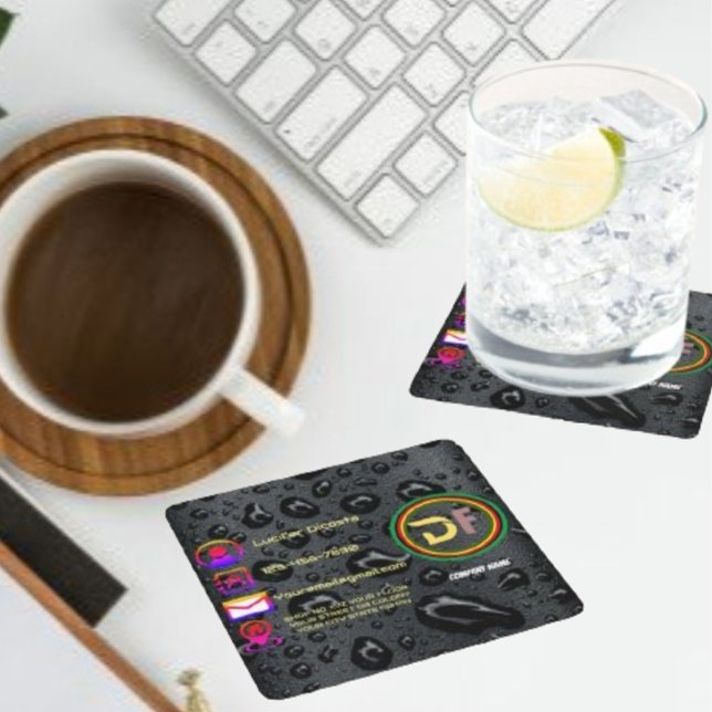 Svart bubbla i modern Minimalist Anpassningsbar Lo Underlägg Papper Kvadrat (Skapare uppladdad)