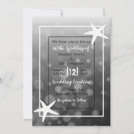 Svart Bubbles Starfish Beach Wedding-inbjudan Inbjudningar