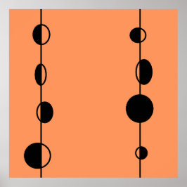 Svart bubblor och linjer på "persikofuzz"-bakgrund poster