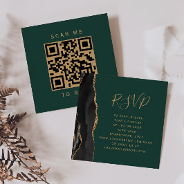 Svart Budget Agat Grön Bröllops QR-kod RSVP Tilläggskort