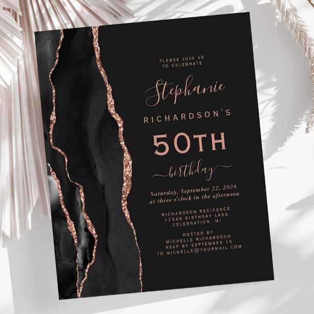 Svart Budget Rose Guld Agat Mörk 50-årsdag (Skapare uppladdad)