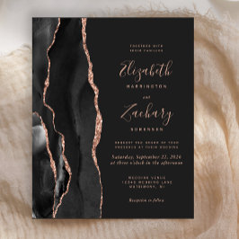 Svart Budget Rose Guld Agat Mörkt Bröllop