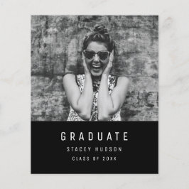 Svart budgeterat enkelt minimalistiskt Grad-meddel Flygblad