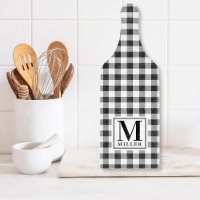 Svart Buffalo-rutig Farmhouse-monogramglas