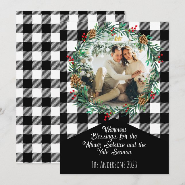 Svart buffelfotolötlösning med fotopatutandningslö julkort (Fram/baksida)