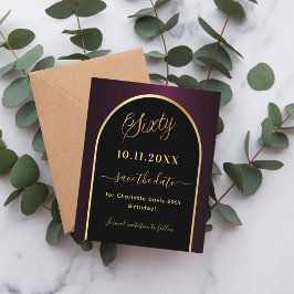 Svart burgundbudget för 60-årsdagen sparar datumet flygblad