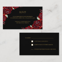 Svart burgunderröd quinceañera RSVP-kort