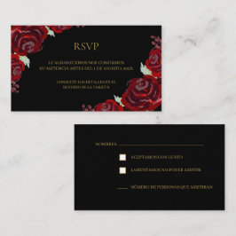 Svart burgunderröd quinceañera RSVP-kort Tilläggskort