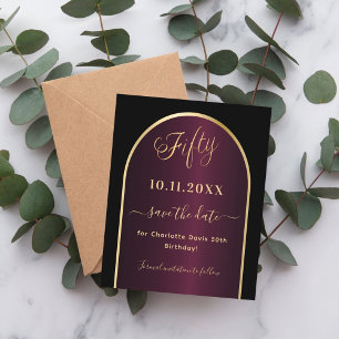 Svart burgundi 50-årsbudget spara datumet flygblad