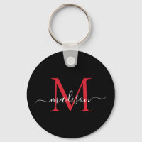 Svart burgundy Red Monogram Namn Elegant-skript