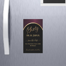 Svart burgundy Spara datum magneter, 60-årsdag