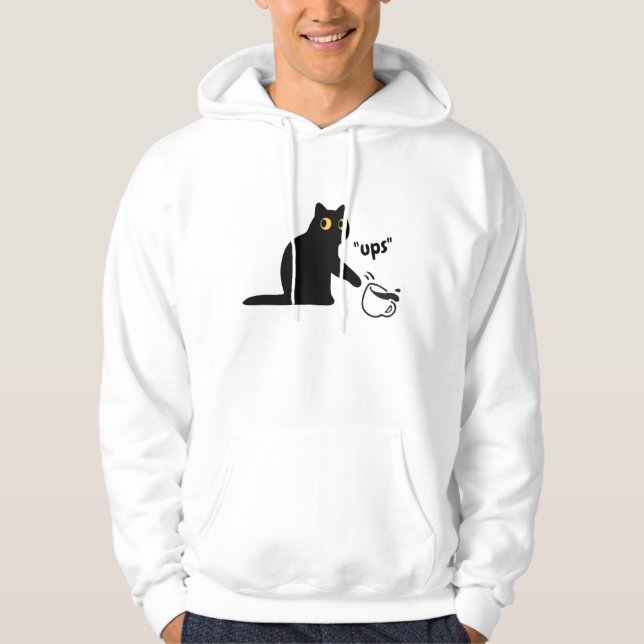 Svart busig katt hoodie (Framsida)