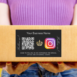 Svart business namn guld krona qr-kodinstagram rektangulärt klistermärke
