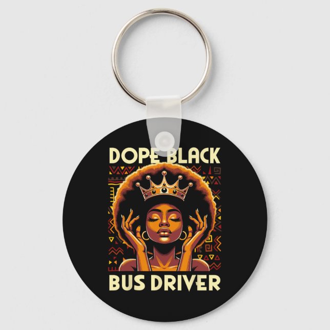 Svart bussförare afroamerikansk afro melanin drog nyckelring (Framsida)