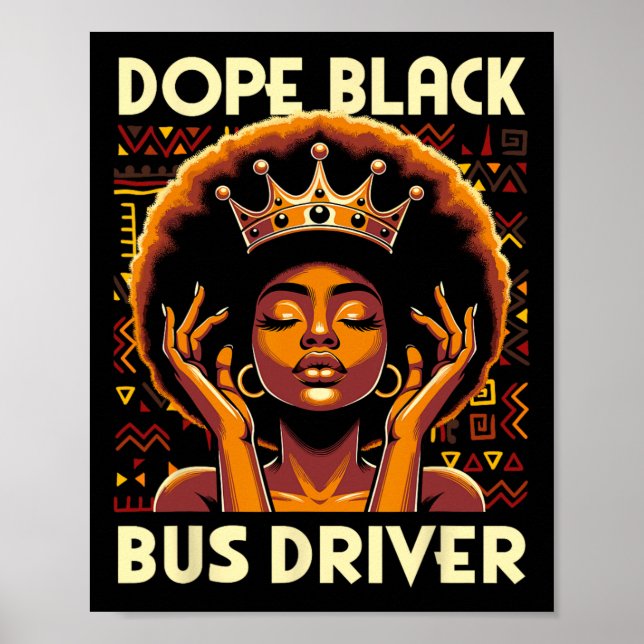 Svart bussförare afroamerikansk afro melanin drog poster (Framsidan)