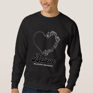 Svart Butterflies Heart Tro Melanoma Awareness Lång Ärmad Tröja