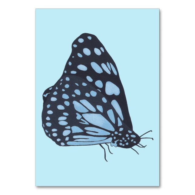 Svart butterfly-läskort för vuxnor bordsnummer (Framsidan)