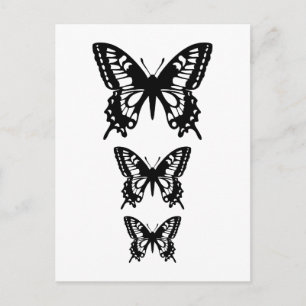 Svart butterfly silhouettes vykort
