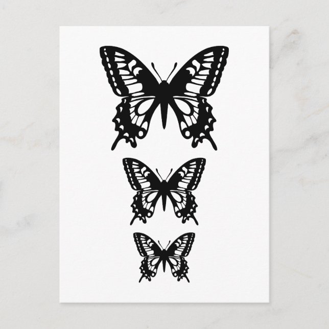 Svart butterfly silhouettes vykort (Framsida)