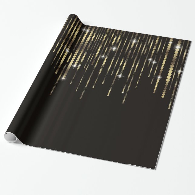 Svart byte av Elegant för disksträngar i Guld-, Gn Presentpapper (Utrullad)