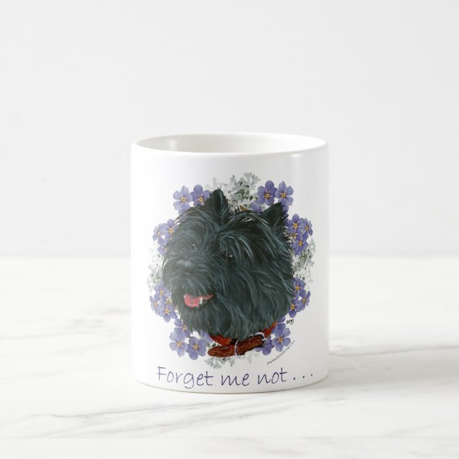 Svart Cairn Terrier Förgätmigej Kaffemugg (Center)