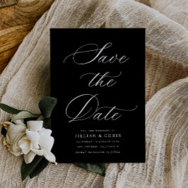 svart calligraphy bröllop spara datum-kort inbjudningar