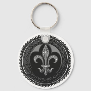 Svart Cameo Fleur de lis Nyckelring