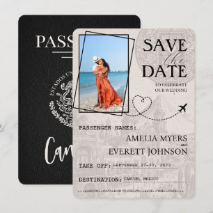 Svart Cancun Passport sparar datum Spara Datumet