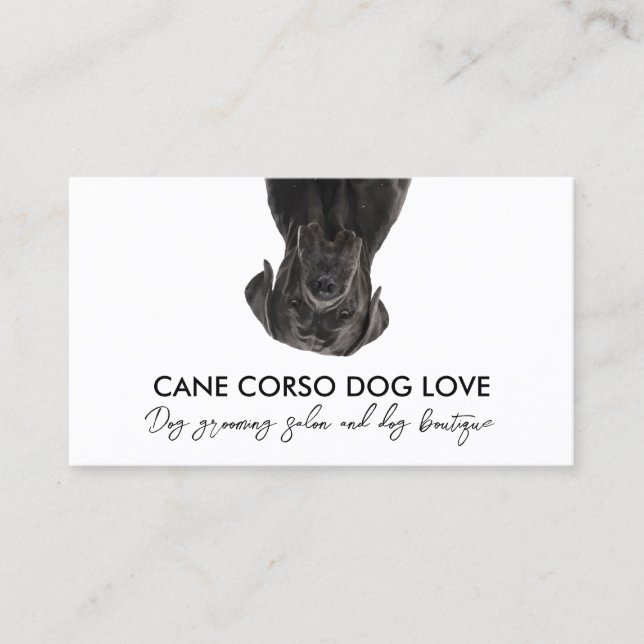 Svart Cane Corso-hund Visitkort (Framsida)