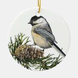 Svart-Capped Chickadeeprydnad Julgransprydnad Keramik