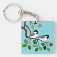 Svart Capped Chickadees Keychains