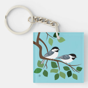Svart Capped Chickadees Keychains