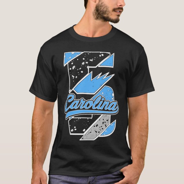 Svart Carolina 5 AJ5 Carolina Script Match T Shirt (Framsida)