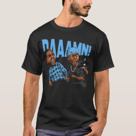 Svart Carolina 5 AJ5 Daaamn Roligt Retro Match T Shirt