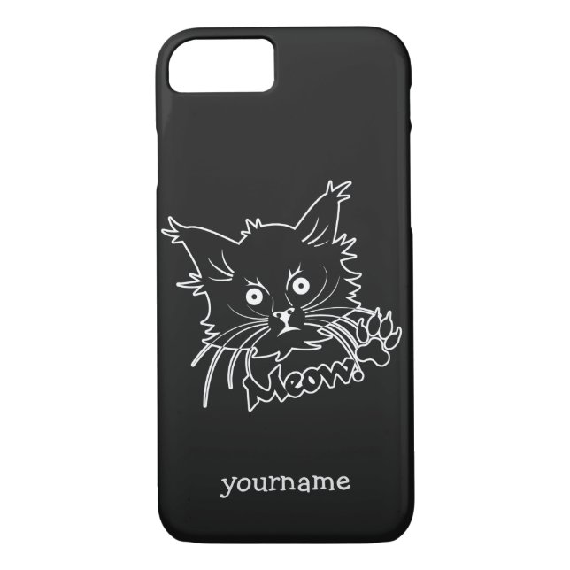 Svart Cat-anpassningsbar, monogram, telefonfodral Case-Mate iPhone Skal (Baksida)