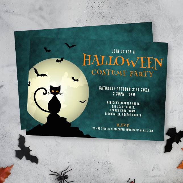 Svart Cat Halloween fest-inbjudan Inbjudningar (Skapare uppladdad)