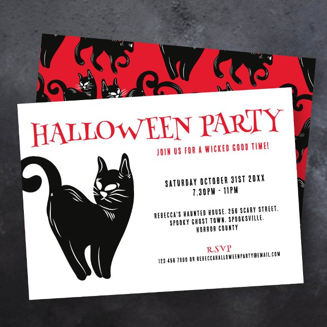 Svart Cat Halloween fest-inbjudan Inbjudningar (Skapare uppladdad)
