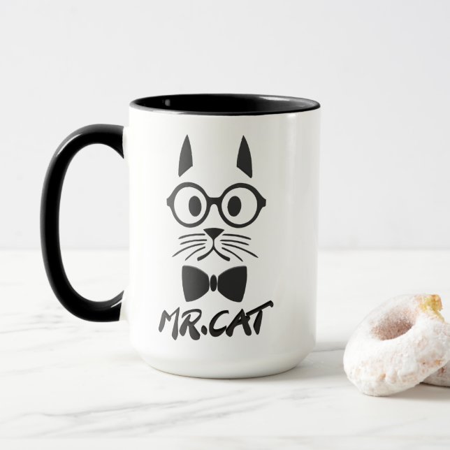 Svart Cat Mugg (Med munk)