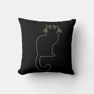 Svart Cat Pillow Roligt Cat Lover Gifts and Decor Kudde