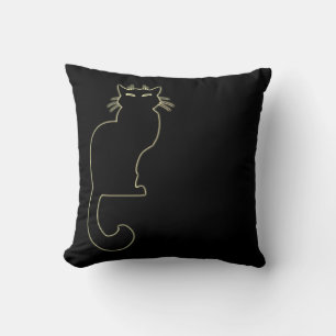 Svart Cat Pillow Roligt Cat Lover Gifts and Decor Kudde