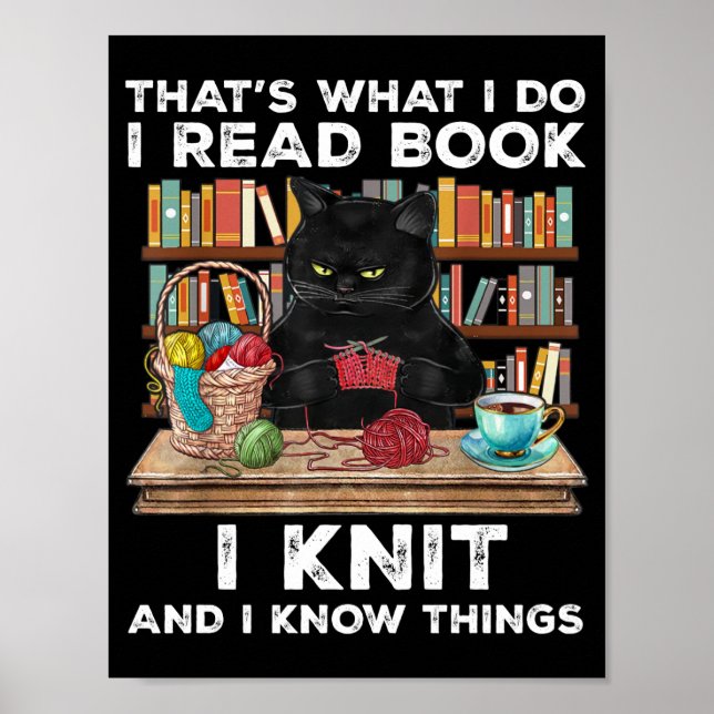Svart Cat Red Bok Sticka Writer Reader Bookahol Poster (Framsidan)