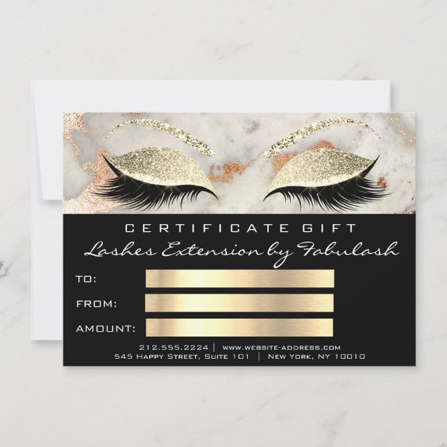 Svart certifikatsgåva från Lash Coral Marble Makeu (Framsida)