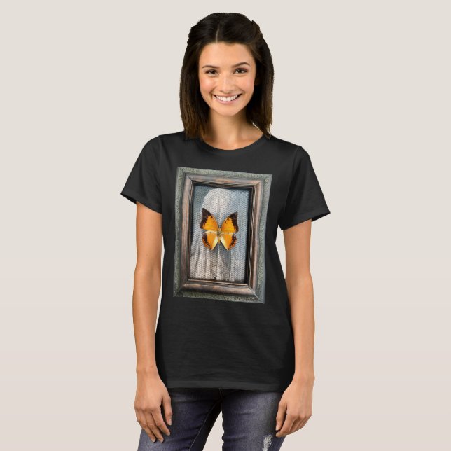 Svart Charaxes Butterfly T-Shirt (Hel framsida)