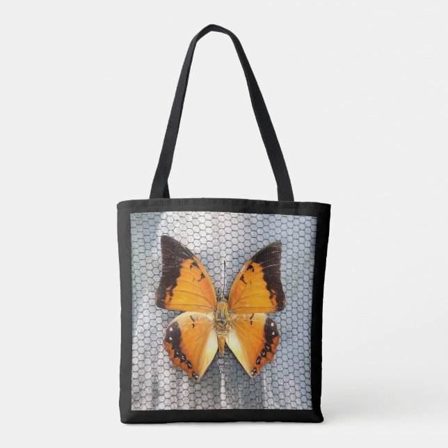 Svart charaxes Butterfly Tote Bag Tygkasse (Baksida)