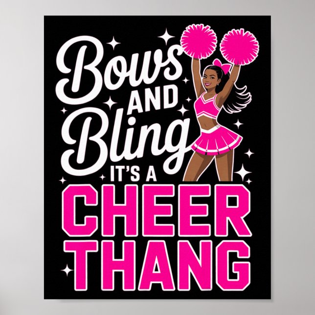 Svart Cheerleader Bugar Cheer Melanin Cheerleading Poster (Framsidan)