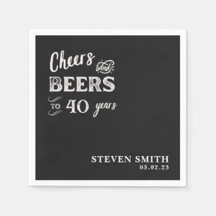 Svart Cheers och Öl Funny 40:e födelsedagen Pappersservett