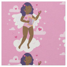 Svart cherub african angel harp-hjärtklumpar tyg