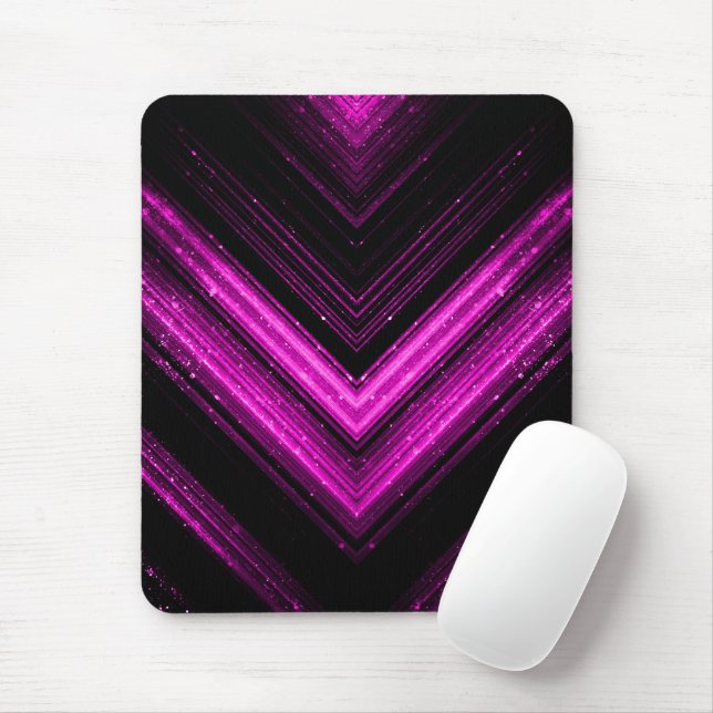 Svart chevron med tunn metallisk magenta musmatta (Med mus)