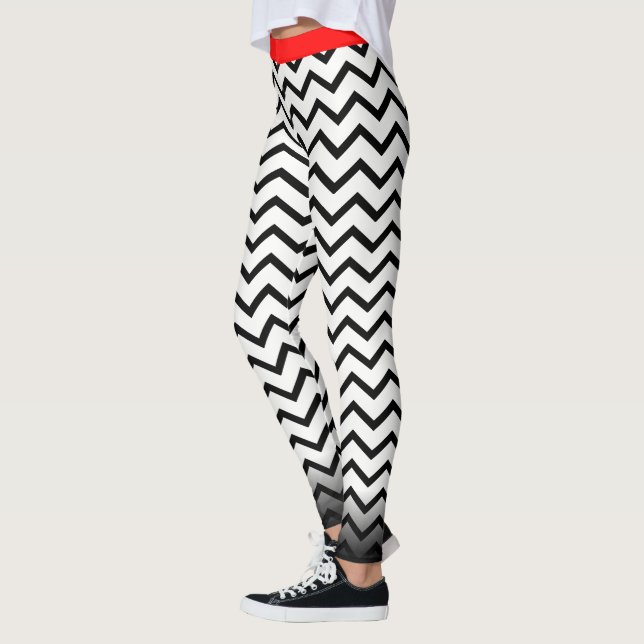 Svart Chevron på din överste. Leggings (Vänster)