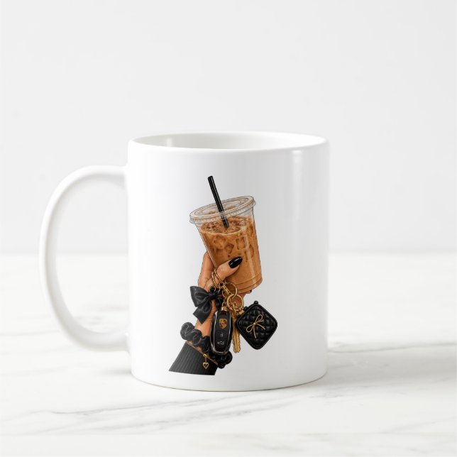 Svart Chic Estetisk Kaffe Mugg Med Is (Vänster)